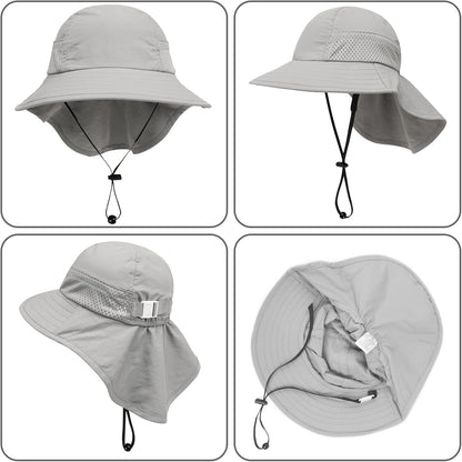 Toddler Baby Sun Hat Kids Summer UPF 50+ for Boys Girls Adjustable Beach Hats with Bucket Wide Brim