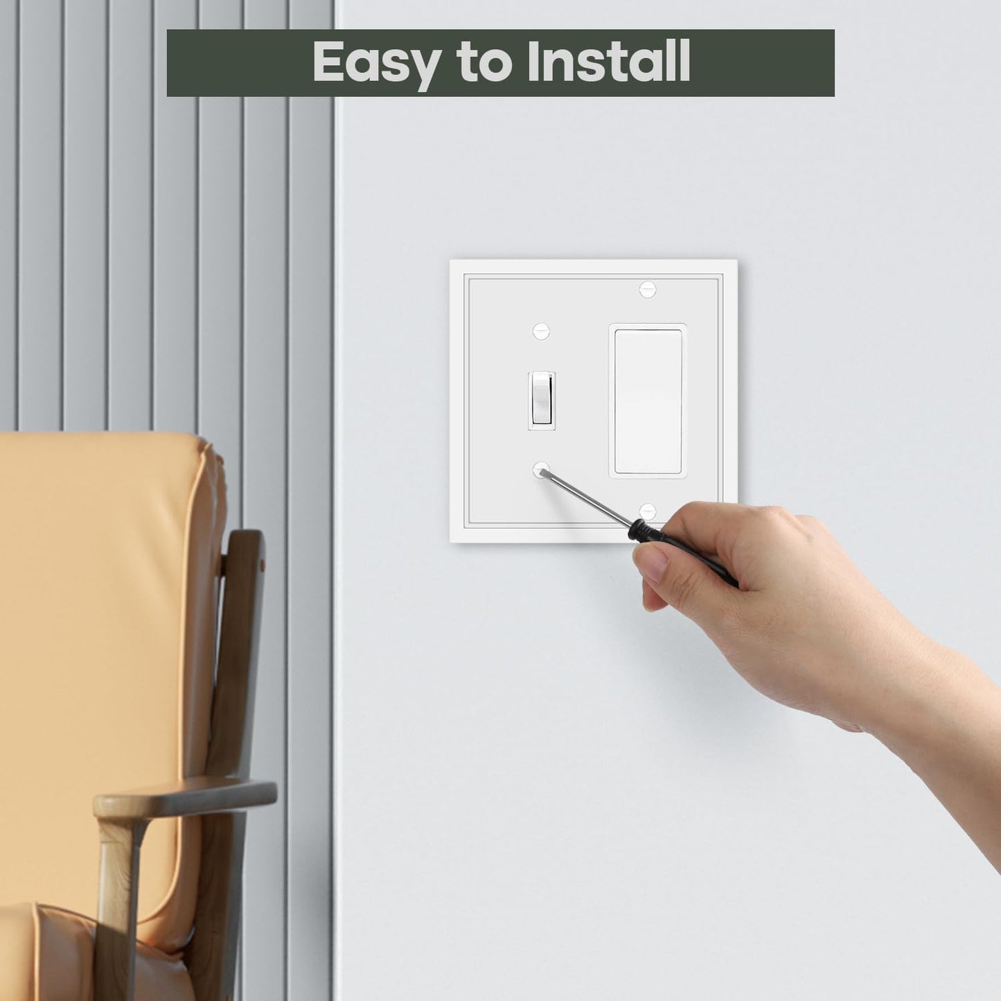 Toggle/Decorator Combo Light Switch Cover Plate White Classic Decorative Switch Plates Cover 2 Gang