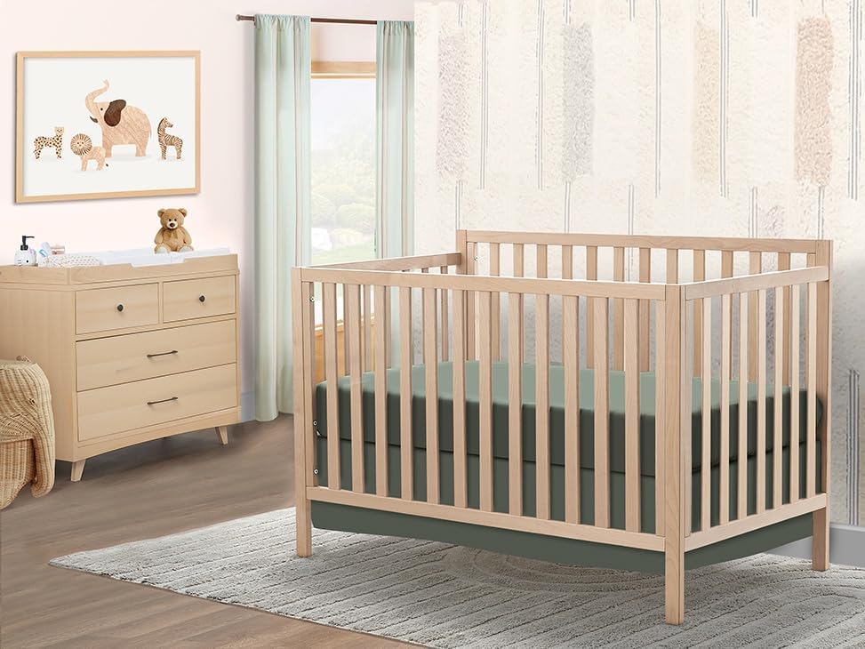 Sorelle Essex Euro 4-in-1 Convertible Crib & Changer – Nursery Furniture Set, Wooden Baby Crib with