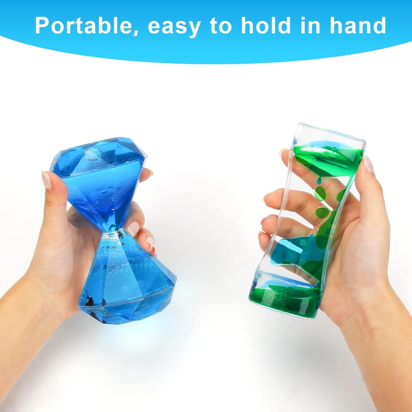 Coitak Liquid Motion Bubbler Timer for Sensory Play, Fidget Toy, Desk Top, 3 Pack, Assorted Colors