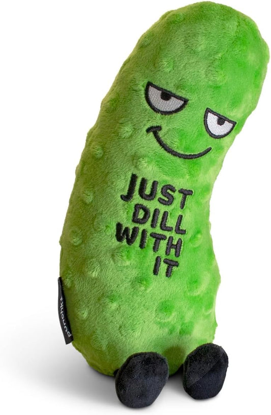 Pickle Foodie Plushie, Funny Pun Meme Gag Gift, White Elephant, Stocking Stuffer Present, Great for