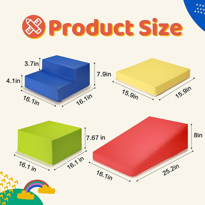 4-Piece PU Leather Baby Foam Climbing Blocks for Toddlers - Soft Play Climbing Toys for Toddlers