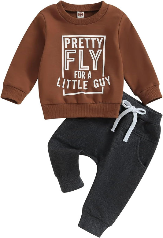 Baby Boy Clothes Fall 6 12 18 24 Months Football Long Sleeve Pullover Tops & Pant Sets Toddler