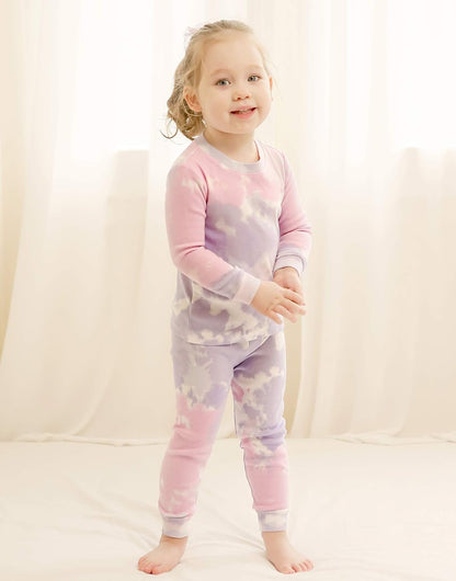 VAENAIT BABY 12M-12Y Toddler Kids Boys Girls 100% Cotton Marbling Tiedye Sung Fit Sleepwear Pajamas