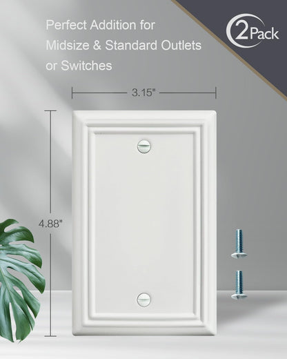 2-Pack Blank Wall Plate, Metal Plate Cover for Unused Outlets, Off White Finish, 3.15''*4.88''