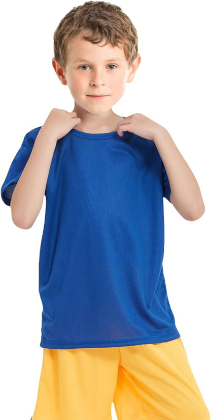 8 Pack Boys Kids Youth Mesh Athletic Quick Dry T Shirts Short Sleeve Moisture Wicking Tee Shirts