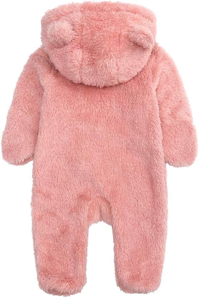 Newborn Baby Snowsuit Fleece Lined Onesie Outfits Warm Hooded Romper for Infant