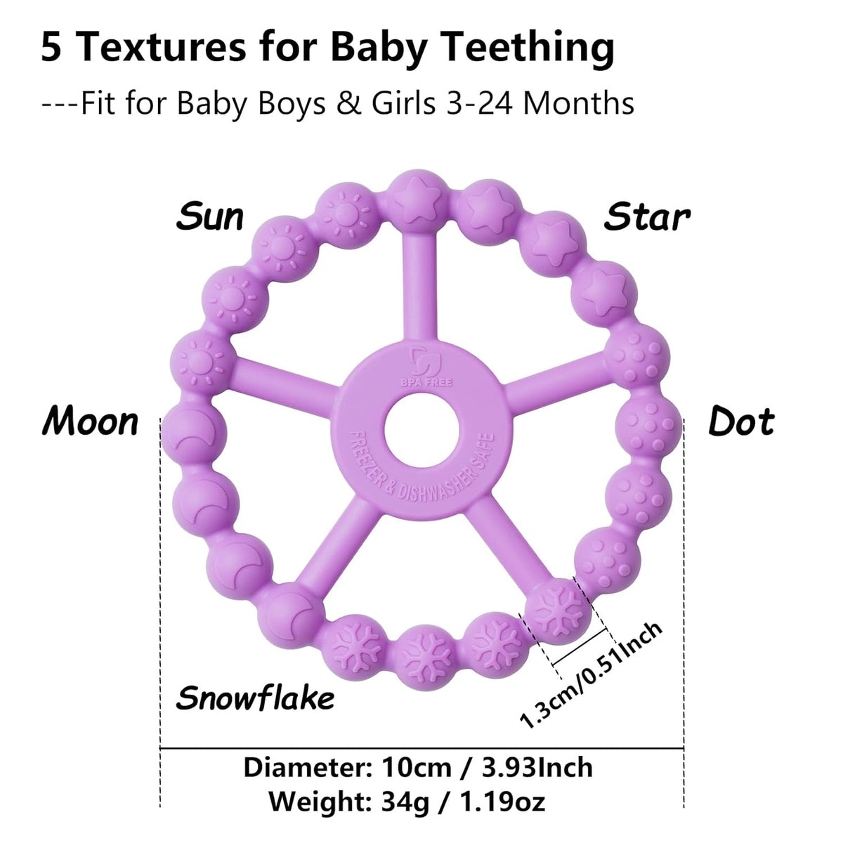 3 Pack Ring Teether Baby Infant Toys, Silicone Teething Ring Toys for Babies 0-6 Months, Seposeve