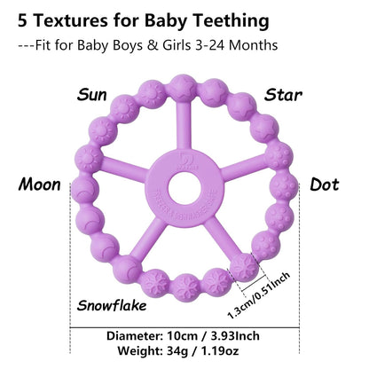 3 Pack Ring Teether Baby Infant Toys, Silicone Teething Ring Toys for Babies 0-6 Months, Seposeve