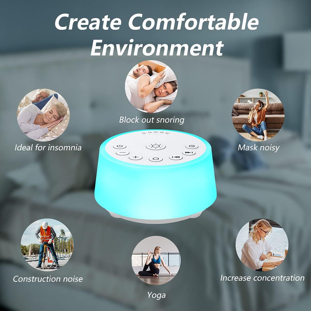 Color Noise Sound Machines with 10 Colors Night Light 25 Soothing Sounds and Sleep White Noise