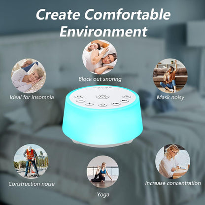 Color Noise Sound Machines with 10 Colors Night Light 25 Soothing Sounds and Sleep White Noise