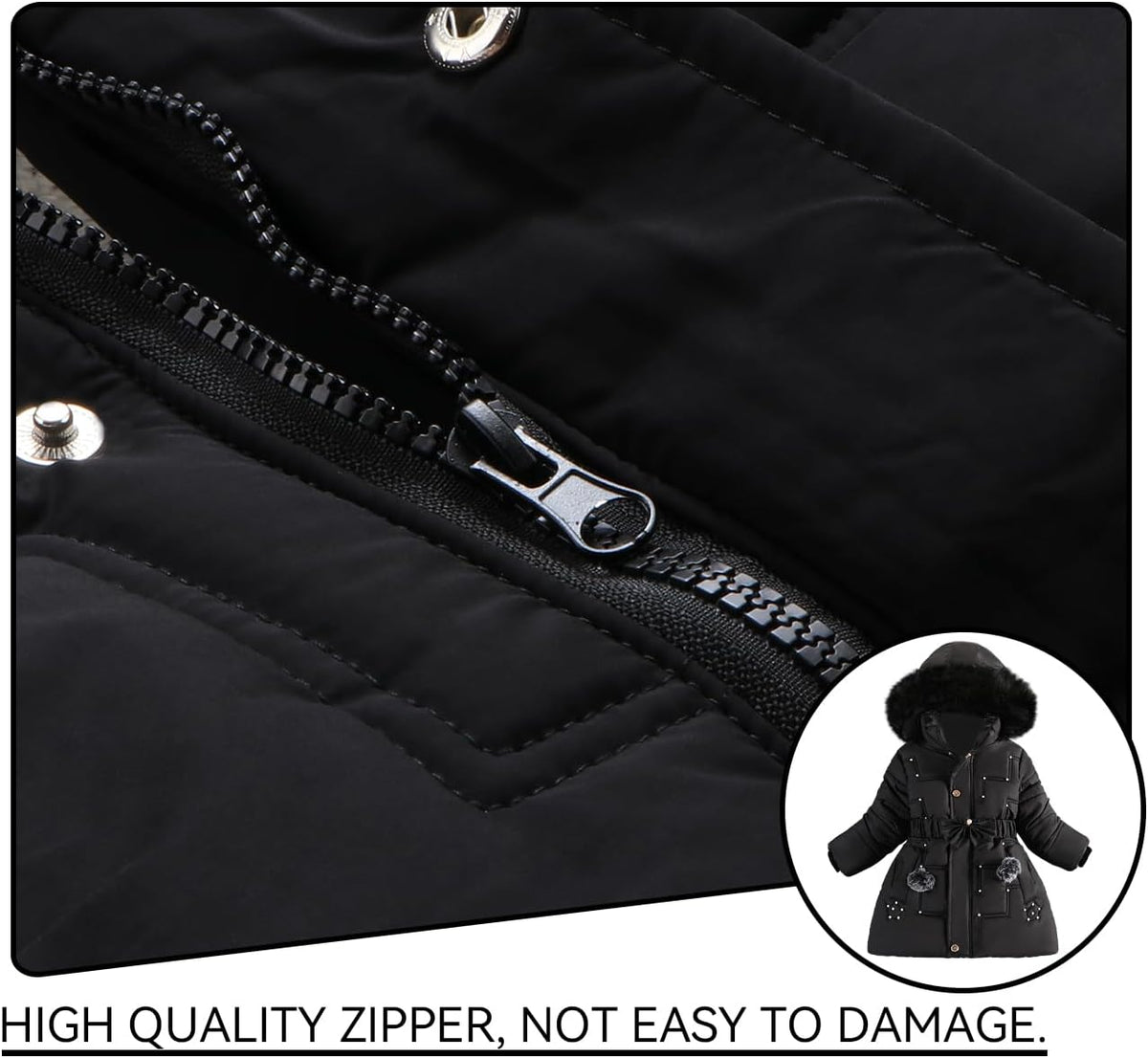 Girls Winter Dress Coats Faux Fur Hooded Fleece Jackets Waterproof Parka Outwear