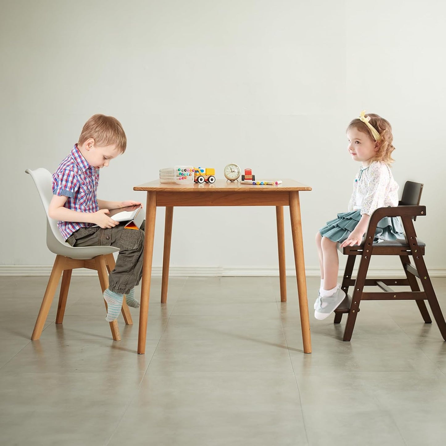 Solid Wood high Chairs for Toddlers,High Chair Grows with Kid for Dining, Study Chair for Children