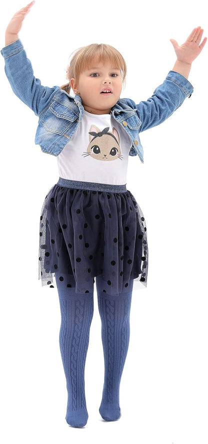EPEIUS Baby Girl Tights Thick Cable Knit Leggings Stockings Cotton Pantyhose for Newborn Infant
