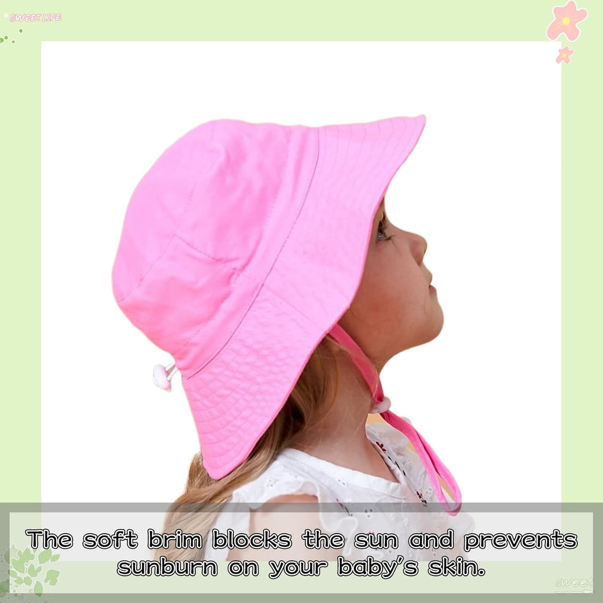 Peecabe Summer Baby Sun Hat for Boys Girls UPF 50+ Wide Brim Toddle Bucket Hat Adjustable Baby