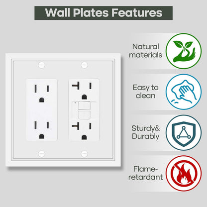 Double Decorator Switch Cover Plate White Classic Decorative Decorator Switch Plates Cover 2 Gang