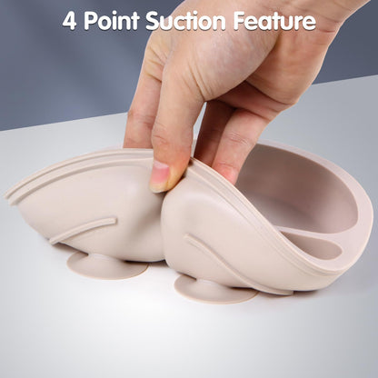 Eascrozn 2 Pack Silicone Baby Plates with Suction, Spoons and Forks Set
