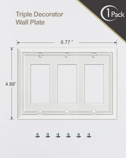 1-Pack Triple Decorator Wall Plate, Off White Wall Outlet Cover for GFCI Outlet, Dimmer Switch