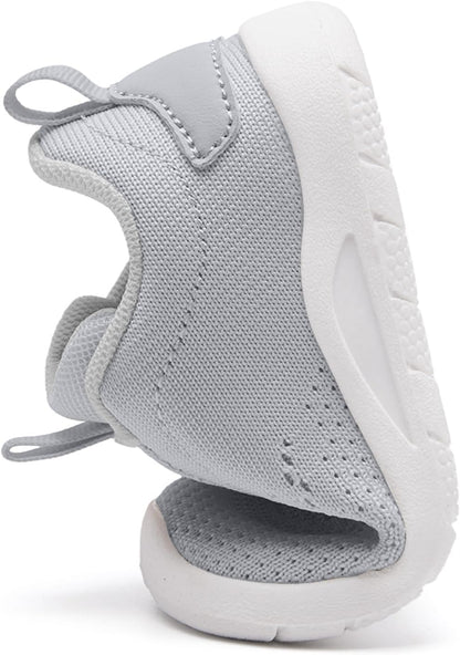 MORENDL Toddler Slip On Sneakers Baby Walking Shoes Non-Slip Breathable Unisex Pink Mesh Lace-Up