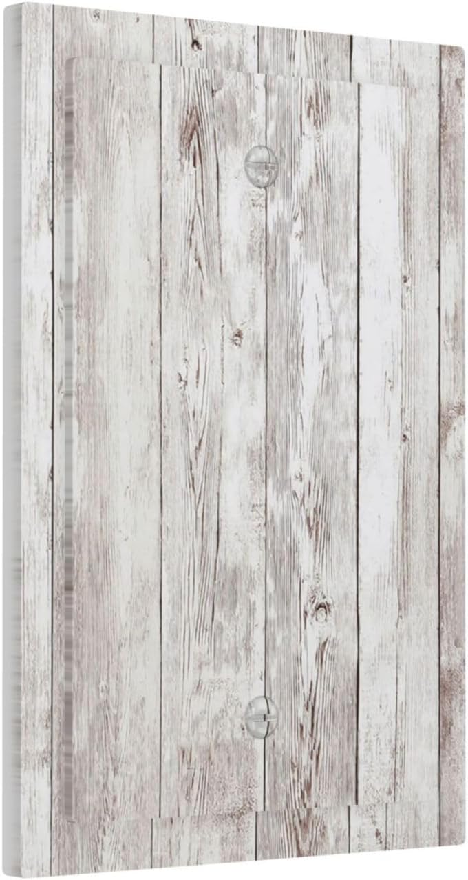 Light Switch Cover Plate Rustic Vintage White Wood Grain 1 Gang No Device Blank Electrical Wall
