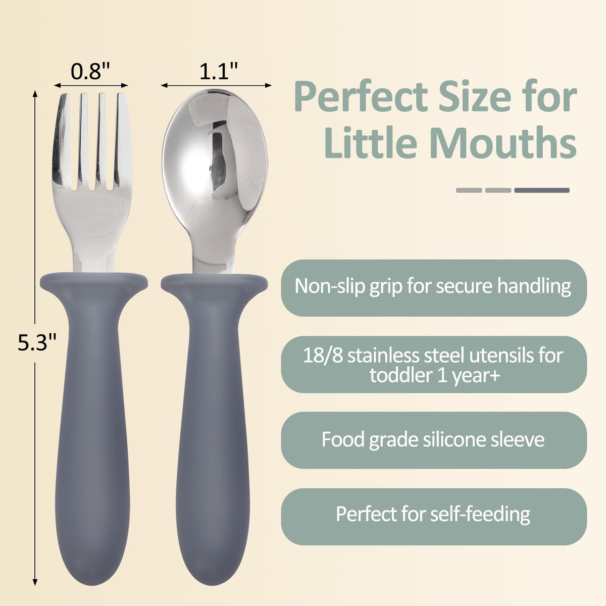 Eascrozn 2 Pack Silicone Suction Plates for Baby, Forks and Spoons Set