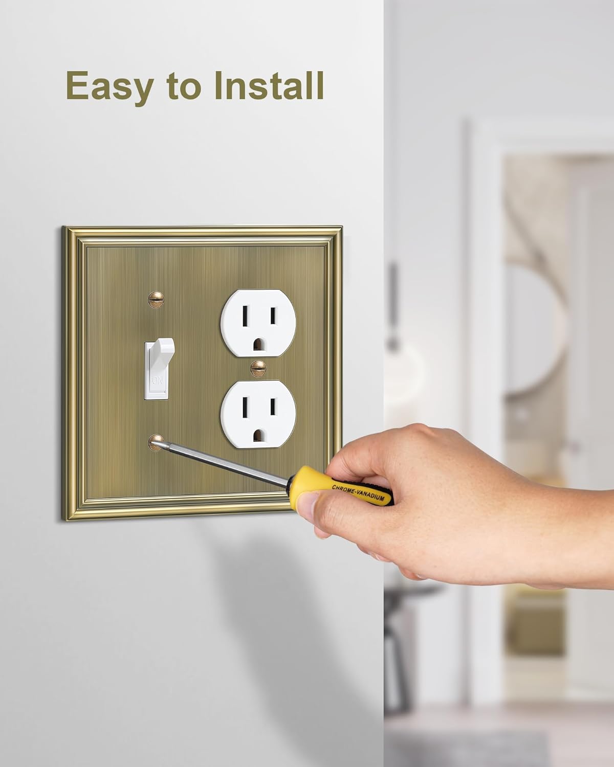 2-Pack Combo Toggle/Duplex Light Switch Cover Plate, Antique Brass Wall Outlet Cover Plate