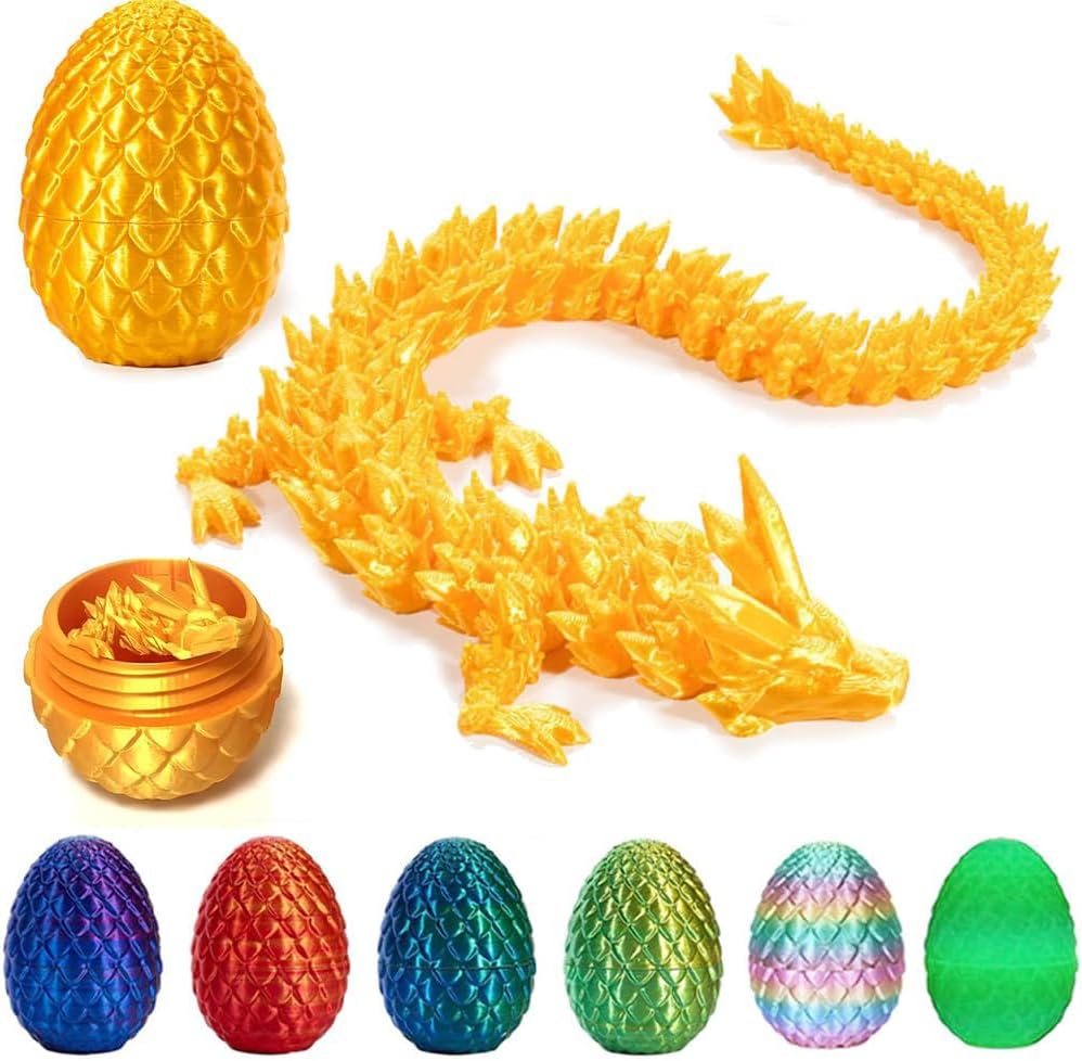 3D Printed Dragon Egg, Mystery Crystal Dragon Egg Fidget Toys Surprise, Easter Eggs Articulated