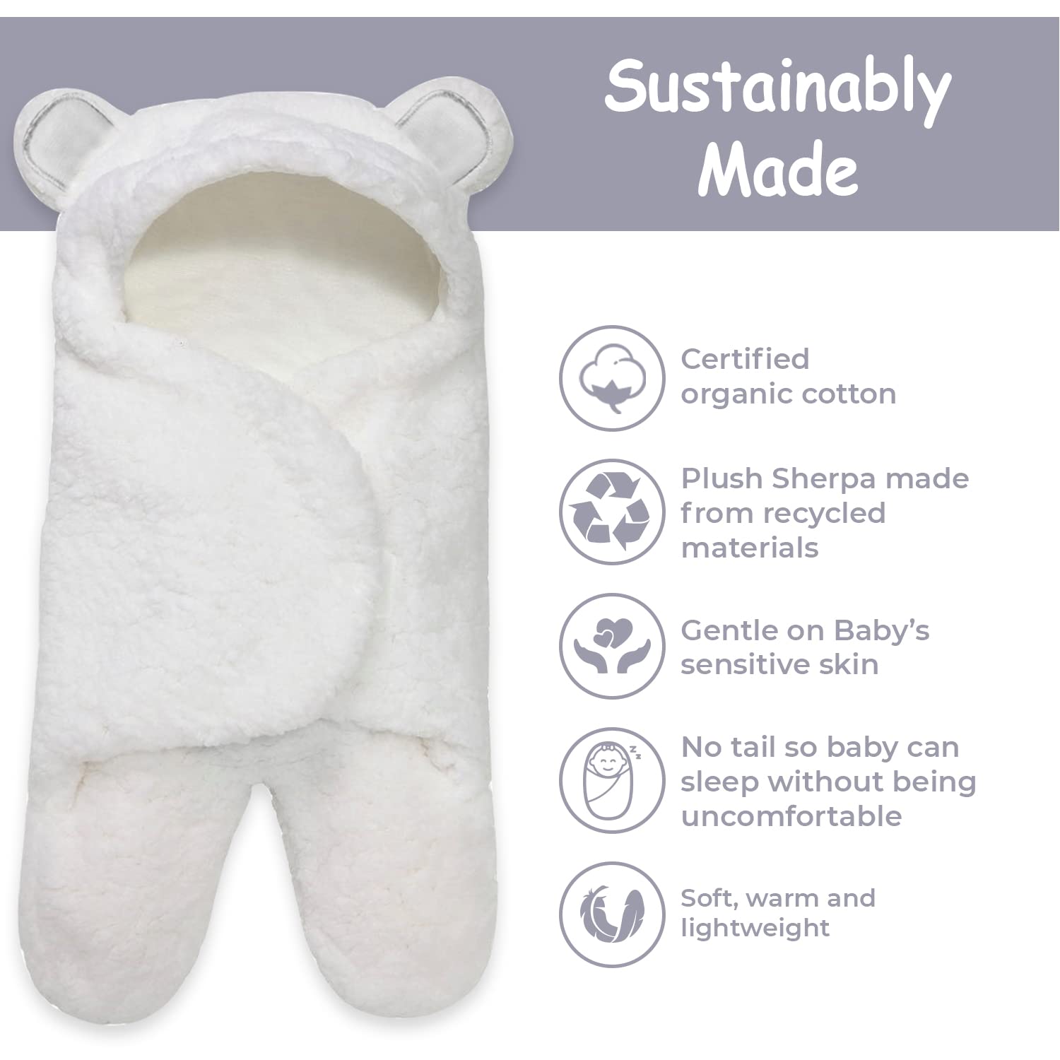 Jam Naturals- Baby Swaddle Blanket, Cute Bear Organic Receiving Swaddling Wrap, Gender Neutral Soft