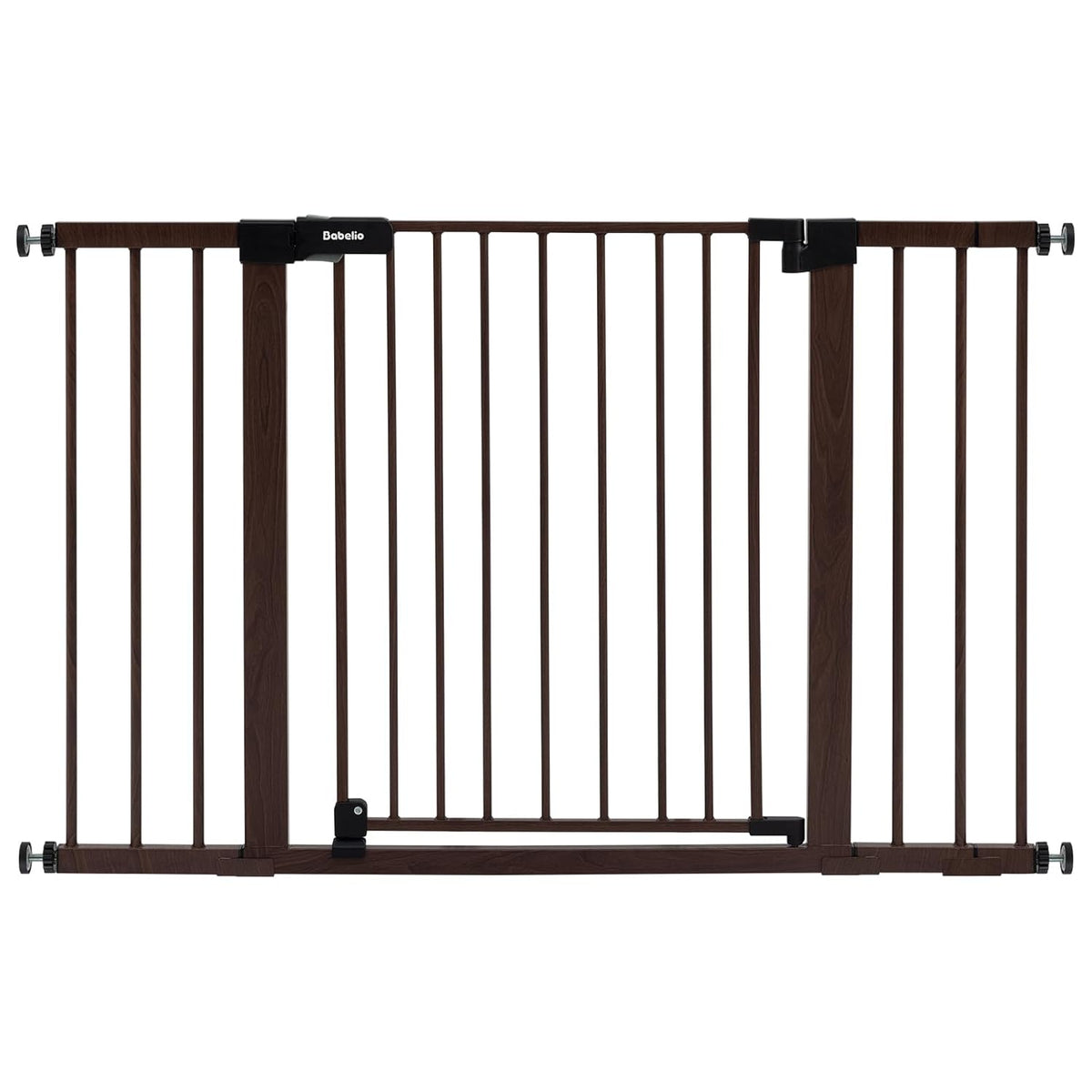 BABELIO Baby Gate with Black Wood Pattern, 29-48 Inch Auto Close Dog Gate for The House, Stairs and