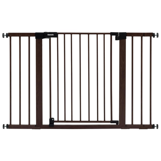 BABELIO Baby Gate with Black Wood Pattern, 29-48 Inch Auto Close Dog Gate for The House, Stairs and
