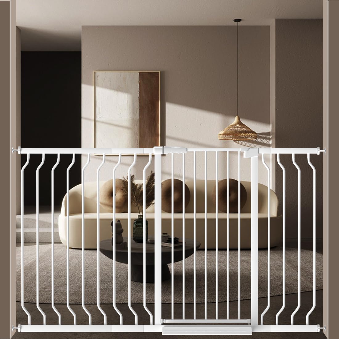 WAOWAO Extra Tall 40.55" Baby Gate 29.92-63.38" Wide Pressure Mounted Walk Through Swing Auto Close