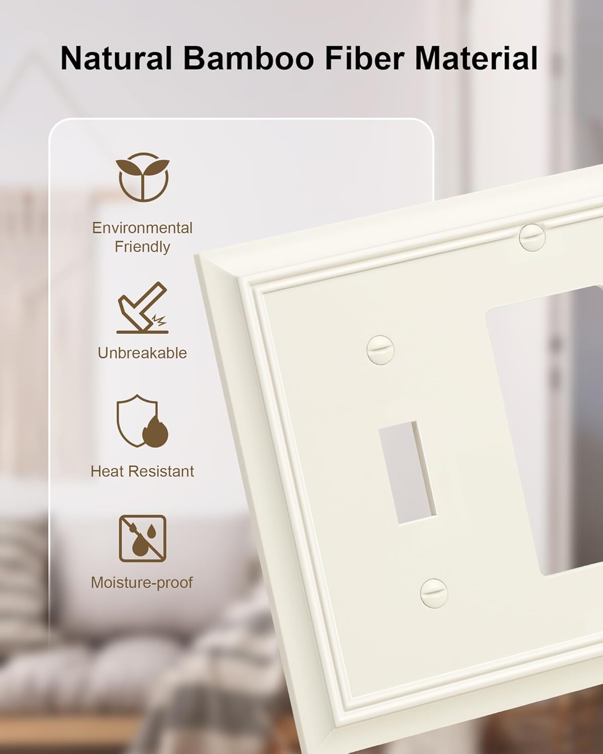 2-Pack Combo Toggle/Decorator Light Switch Cover Plate, Light Almond Decorative Electrical Outlet