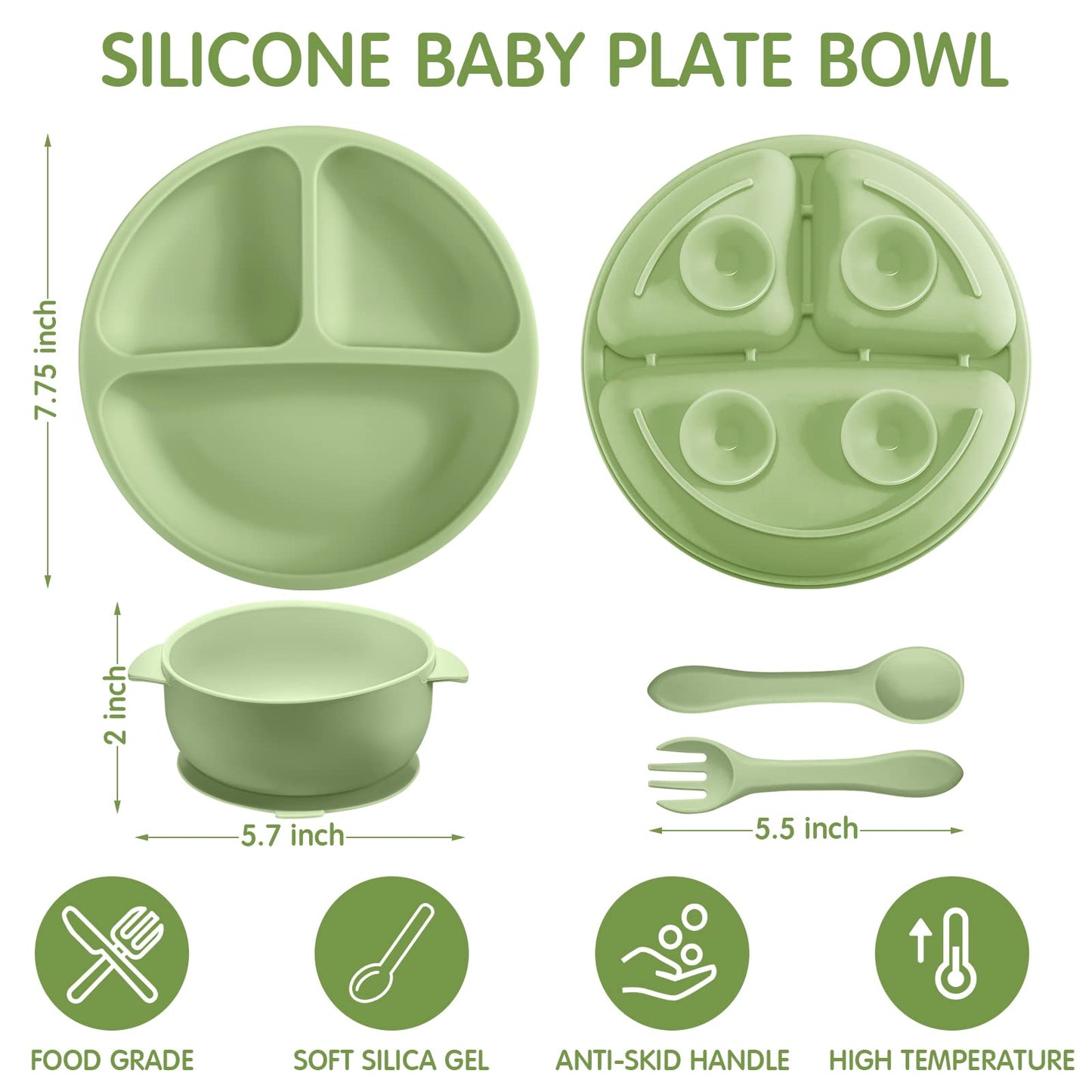 CHENGU Baby Toddler Plates and Bowls Set with Suction