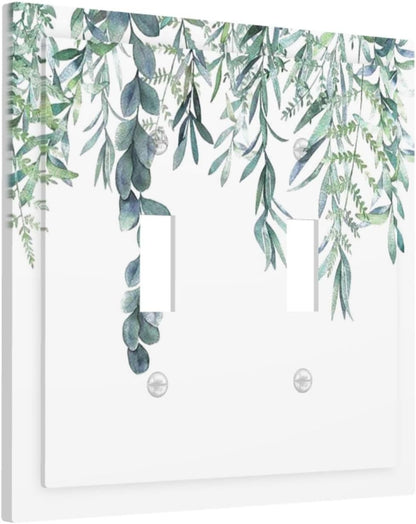 Eucalyptus Leaves Greenery Vine Flowers Simplicity Decorative Switch Plates 2 Gang Double Toggle
