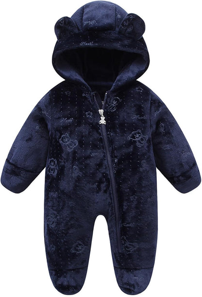 Fairy Baby Newborn Baby Bear Onesie Thin Fleece Footie Romper Snowsuit Hooded Jumpsuit Bodysuit