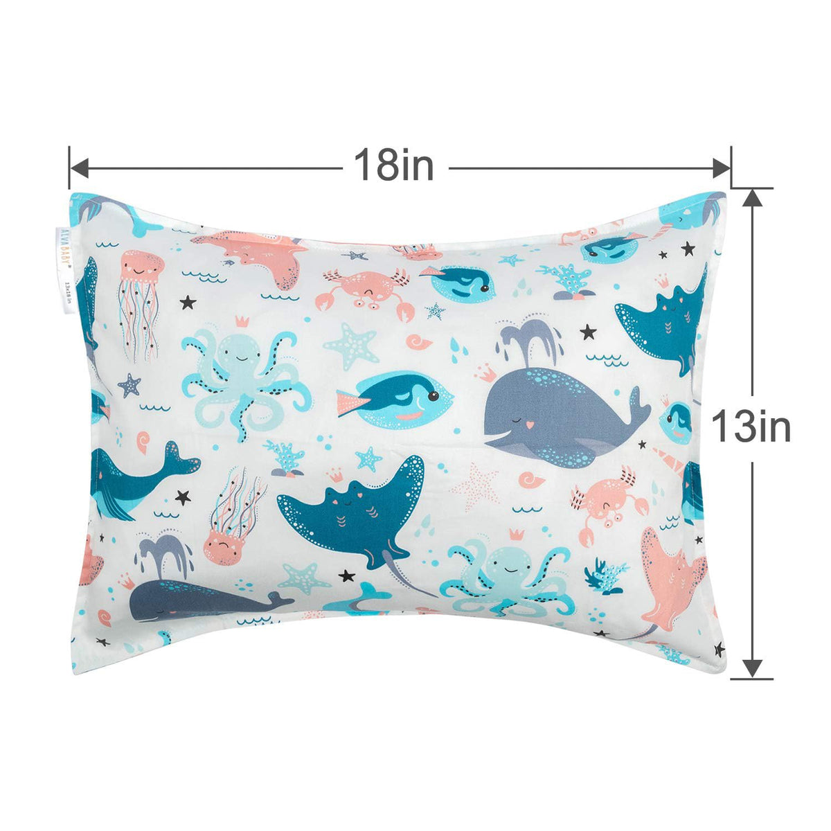 ALVABABY Toddler Pillowcases 2 Pack Organic Cotton Kids Pillow Cover Fit 13"x 18" or 12"x16"