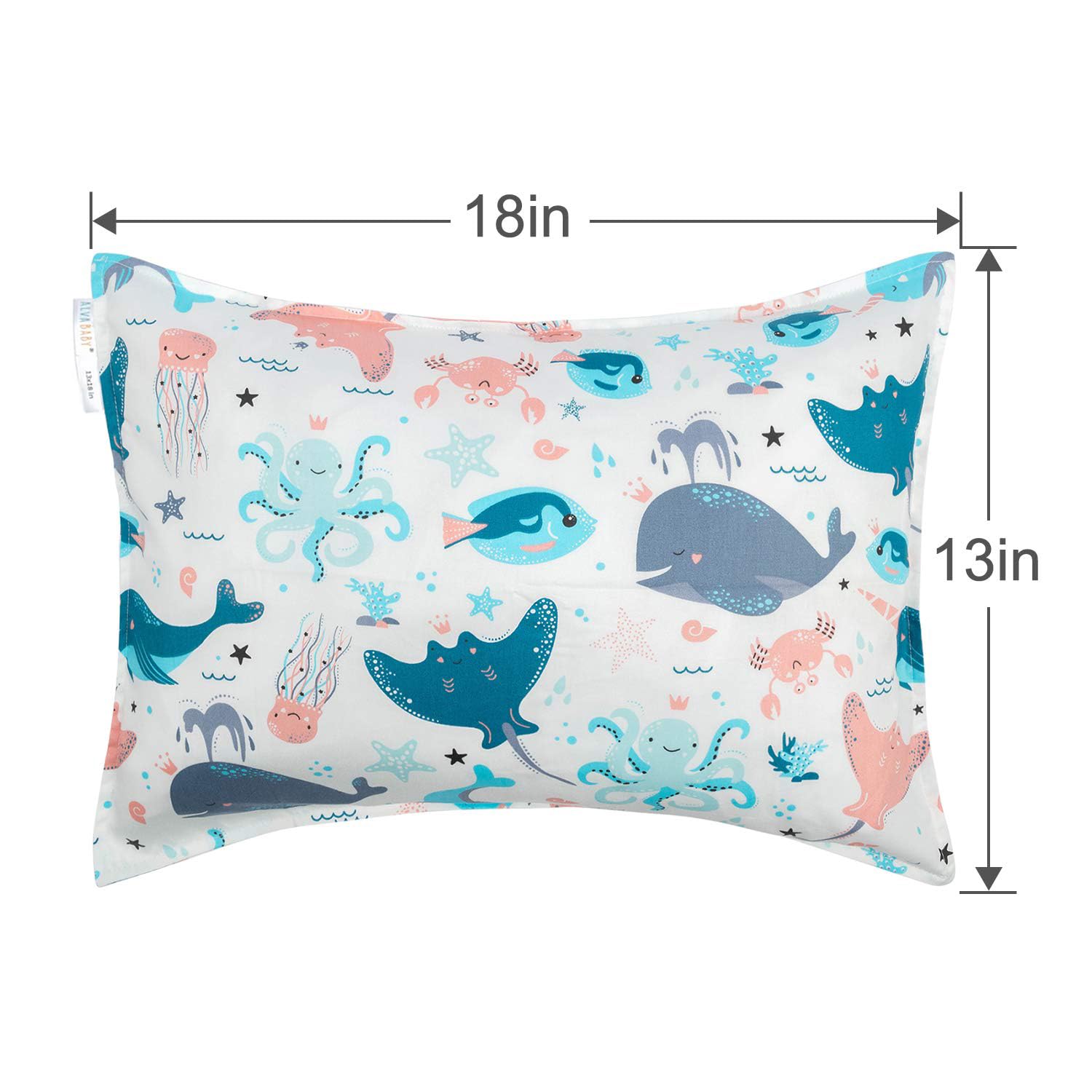 ALVABABY Toddler Pillowcases 2 Pack Organic Cotton Kids Pillow Cover Fit 13"x 18" or 12"x16"
