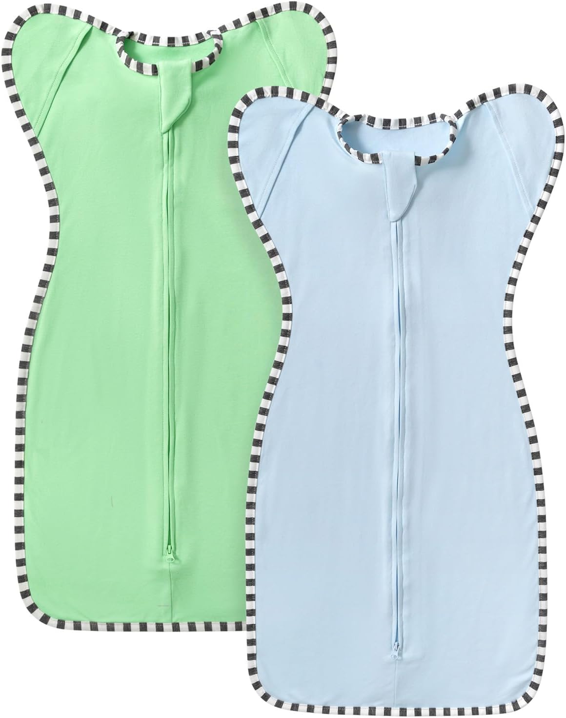 Transition Swaddle, 2 Pack 100% Cotton Baby Sleep Sack, 2-Way Zipper Infant Arm Up Swaddle for