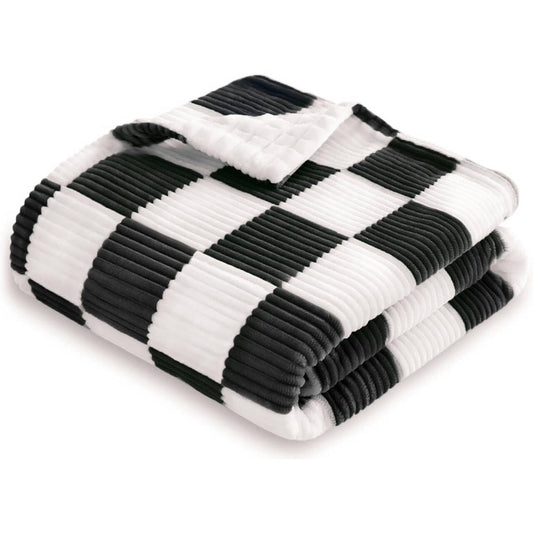 HOMRITAR Black and White Baby Blanket for Boys Ultra Soft Warm Lightweight Toddler Blanket with
