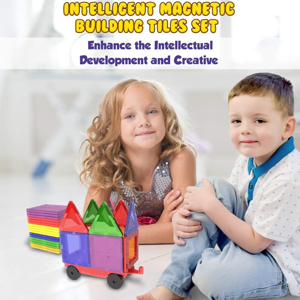 Desire Deluxe Magnetic Tiles Blocks Building Set for Kids – Learning Educational Toys for Boys