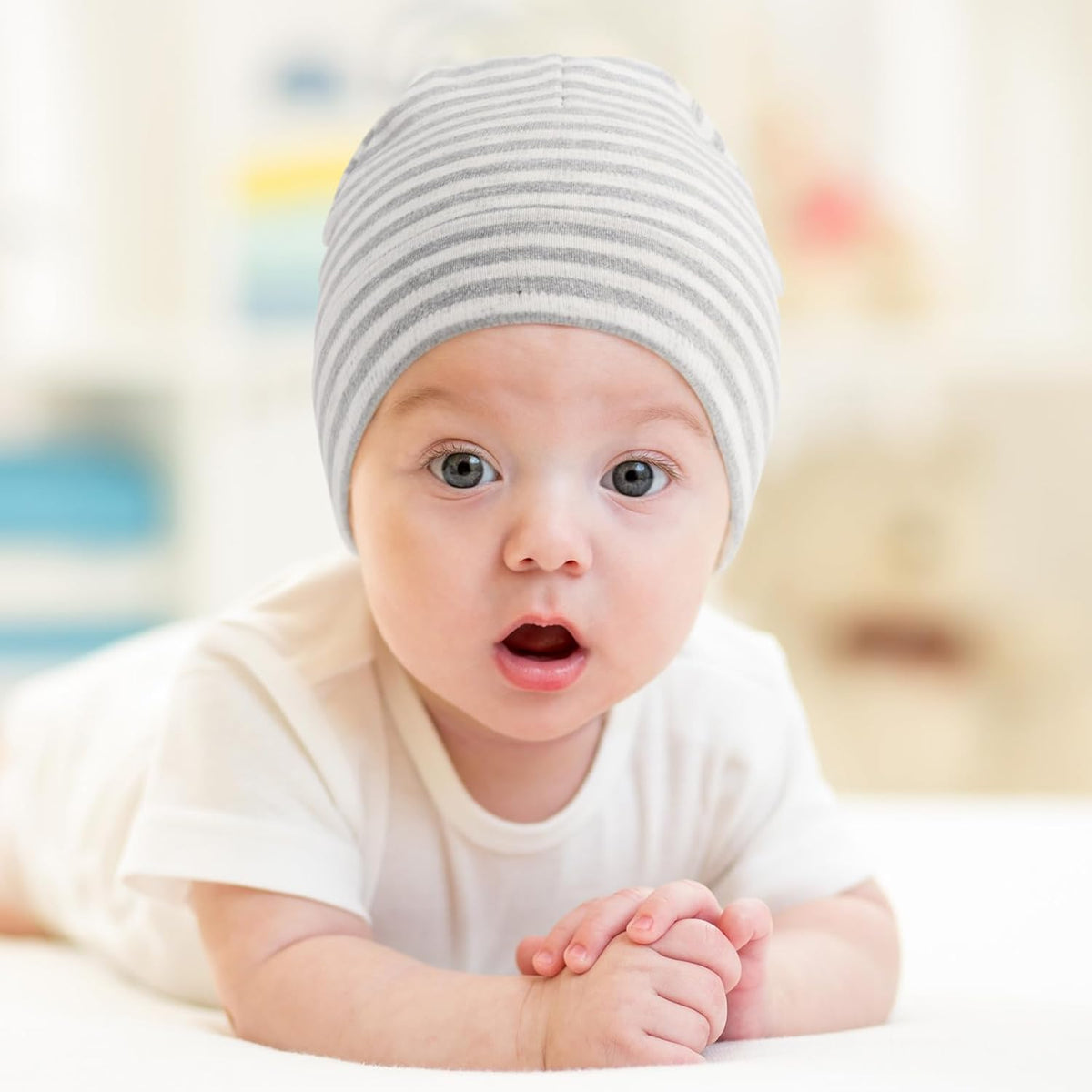 DRESHOW BQUBO 4 Pieces Baby Beanie Newborn Toddler Soft Cute Knit Hat Hospital Hats for Baby Boys