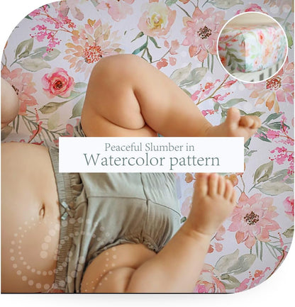 Baby Girls Crib Sheets | 2 Pack Floral Ultra-Soft Bedding for Crib Mattress and Toddler Beds