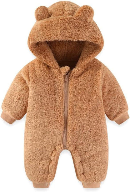UVIPC Baby Newborn Bear Outfit Fleece Snowsuit Winter Clothes Hooded Jumpsuit Romper for Baby boy