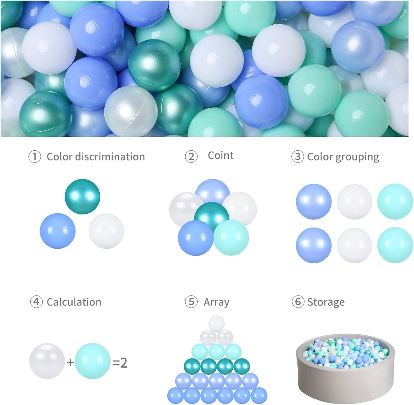 GOGOSO Ball Pits Balls for Toddlers Pack of 50 100 200 Plastics Shape Ball Non-Phthalate Non-BPA