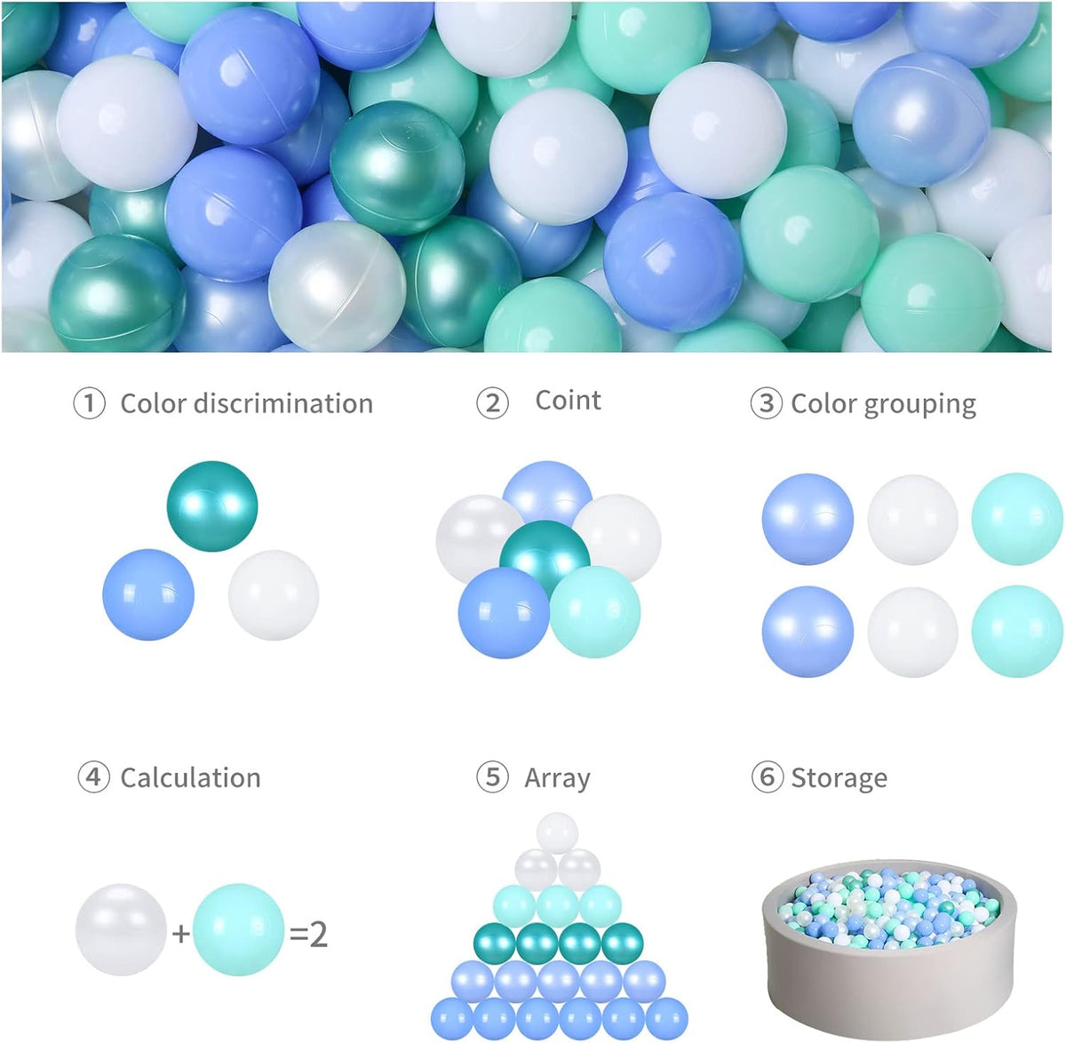 GOGOSO Ball Pits Balls for Toddlers Pack of 50 100 200 Plastics Shape Ball Non-Phthalate Non-BPA