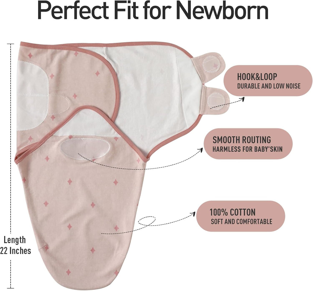 GLLQUEN BABY 3-Pack Organic Baby Swaddle Sleep Sacks for Newborn - Baby Swaddles 0-3 Months