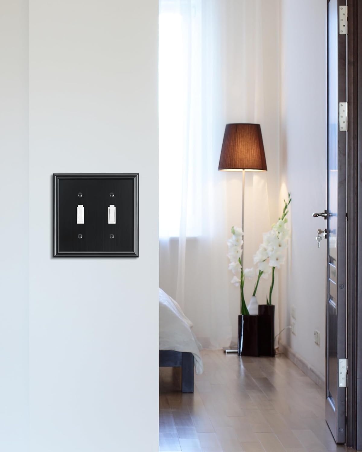 2-Pack Double Toggle Light Switch Cover Plate, Durable Solid Zinc Alloy Decorative Dual Switch