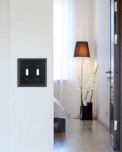 2-Pack Double Toggle Light Switch Cover Plate, Durable Solid Zinc Alloy Decorative Dual Switch
