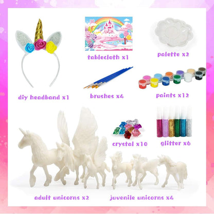 DIY Painting Unicorn Kit Arts and Crafts Set for Kids or Girls Decorate and Drawing 3D Toys for