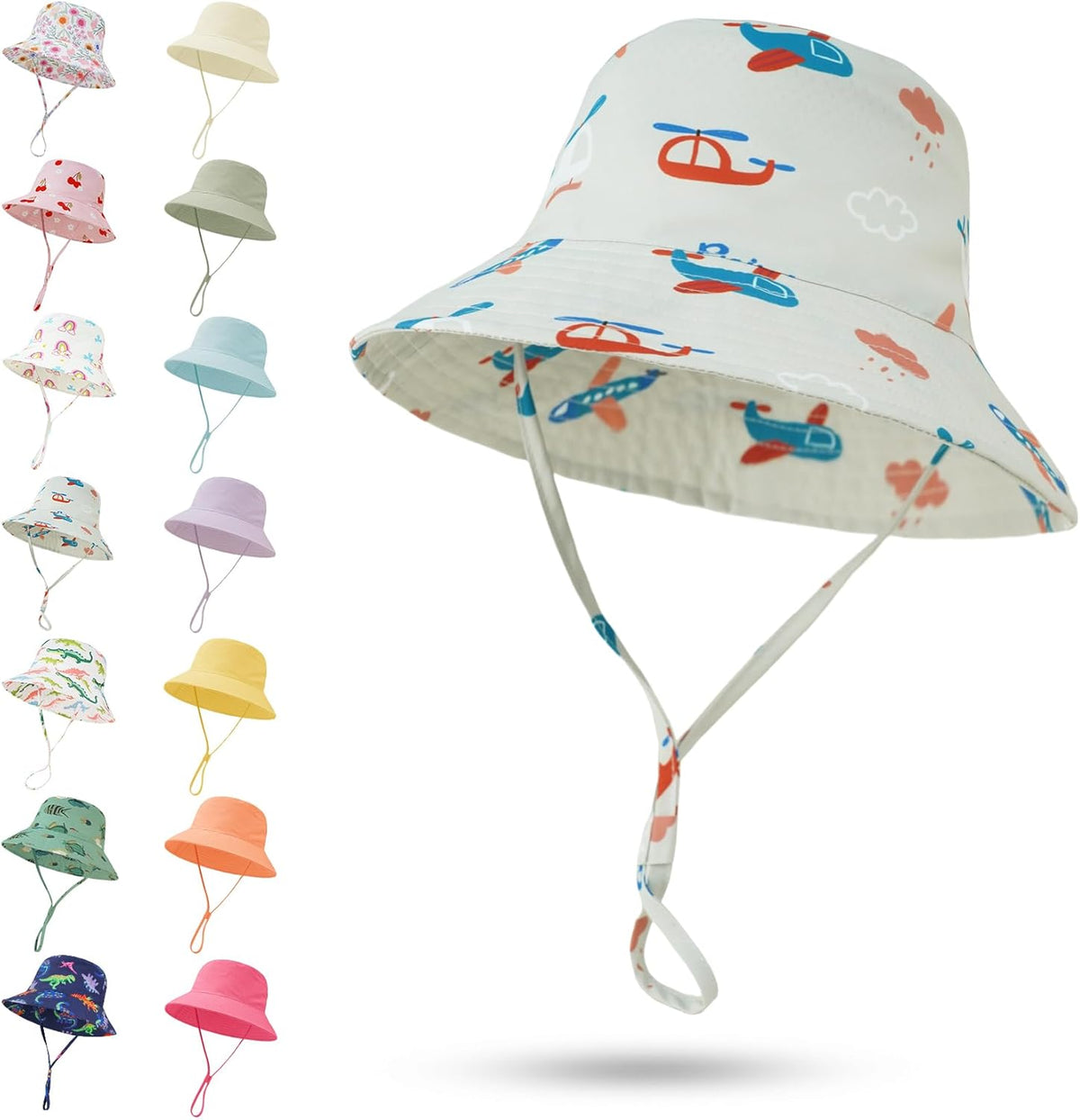 Baby Sun Hat 0-6 Years Toddler Boys Girls Adjustable Bucket Hats Kids Bucket Hats UPF 50+ Wide Brim